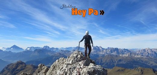 bergbeklimmer bovenop berg in de Alpen