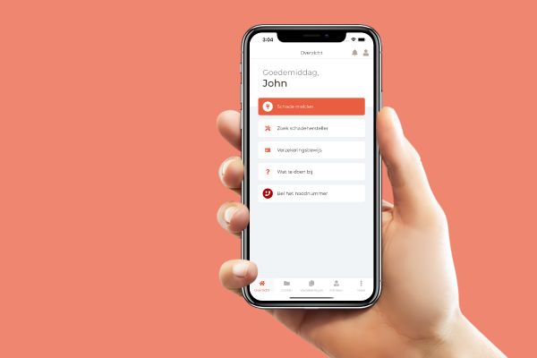 screenshot van homepage Verzekeringapp