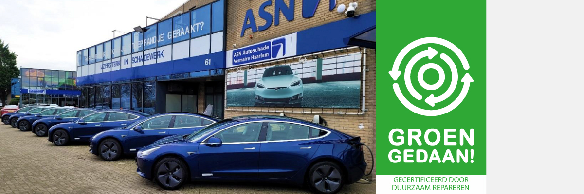 duurzame auto's op parkeerplaats ASN autoschadeherstel
